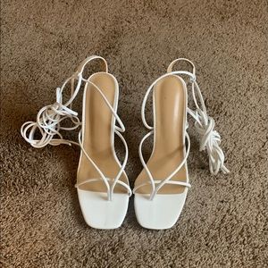 SHEIN Post Tie Leg Heels